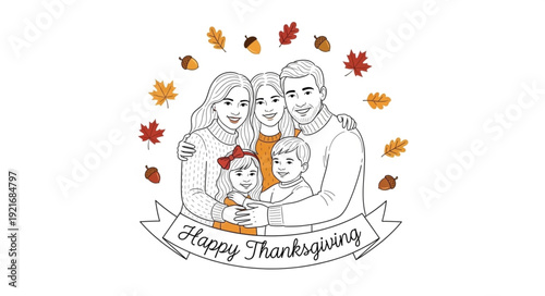 Happy Thanksgiving Turkey Illustration Design.