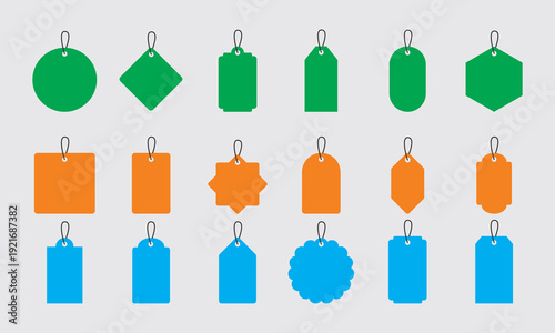 Colorful Assortment of Blank Price Tags and Labels