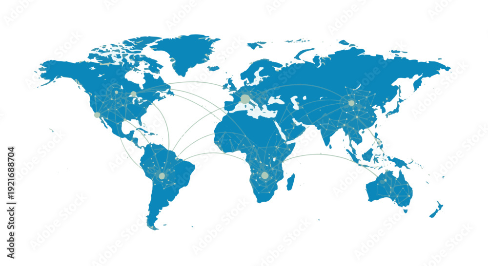 Obraz premium Commonwealth Global Network Interconnected Across Continents World Map Illustration