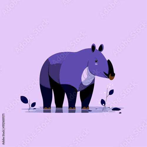 Playful Tapir Splashing in Shallow Stream