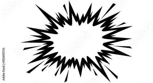 Dynamic Comic Style Explosion Burst Element on Isolated White Background