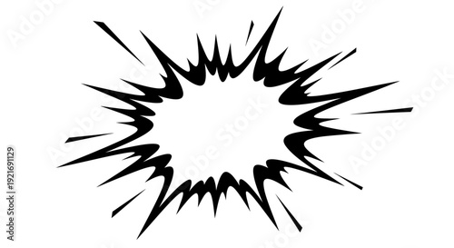 Comic Style Explosion Burst Speech Bubble Graphic Element on Isolated White Background