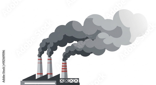 Industrial Factory Emitting Pollution Smoke.