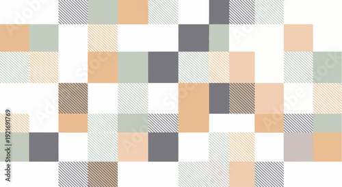 Seamless pastel square texture with playful yet minimal design elements
