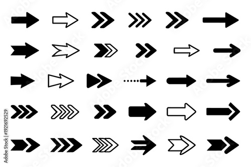 Tableau sur toile Arrow direction icon collection showing navigation movement and forward progress