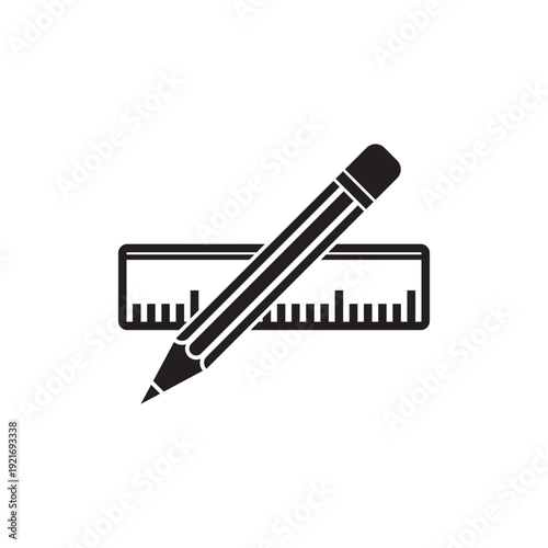 Pencil and ruler vector icon, creativity progect illustration sign. thin line symbol.