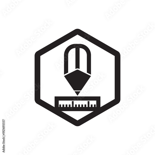 Pencil and ruler vector icon, creativity progect illustration sign. thin line symbol.