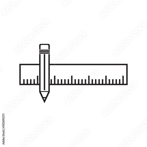 Pencil and ruler vector icon, creativity progect illustration sign. thin line symbol.
