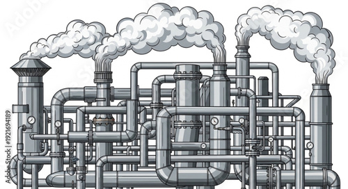 Industrial Factory Pipes and Machinery.