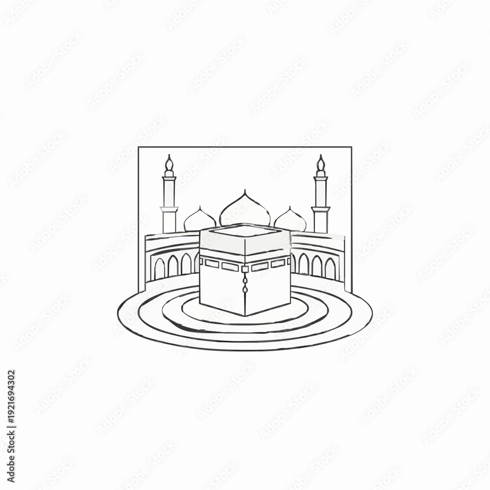 Obraz premium vector illustration of a kaba mosque