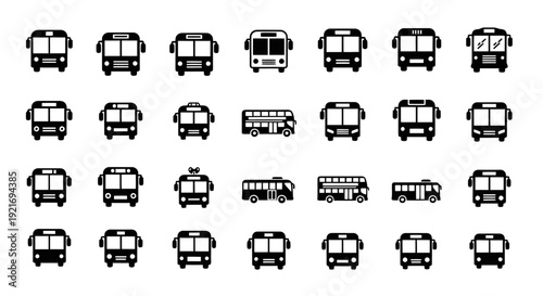Collection of Bus Icons and Symbols Vector Illustration.