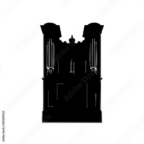 A captivating silhouette of a pipe organ, an emblem of historical architecture 
