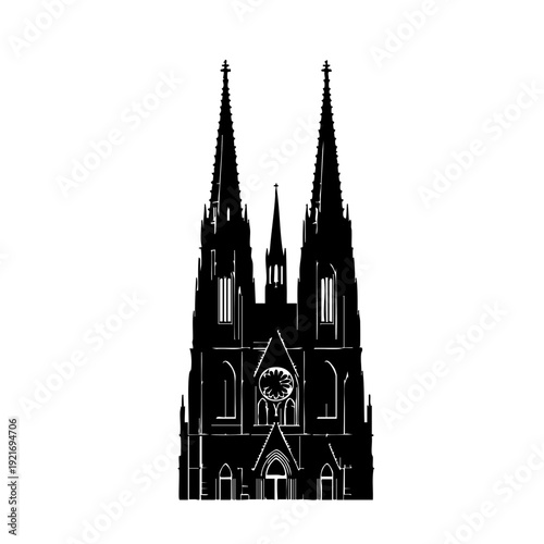 Elegant silhouette of a tall church or cathedral, showcasing architectural grandeur and historical charm