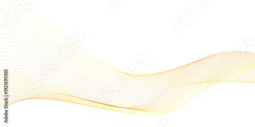 Elegant Luxury Gold Gradient Wave Ribbon with Smooth Curved Motion Lines on Transparent Background for Modern Science, Music and Branding Concept
