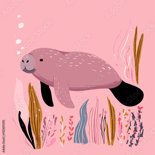 Serene Manatee Gliding in Clear Water