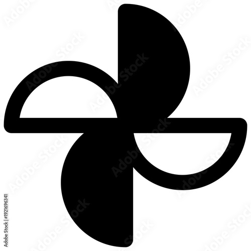 Pinwheel. Outlined stroke vector icon with black-filled details.