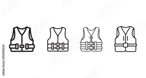 Safety vest icons set for construction workers