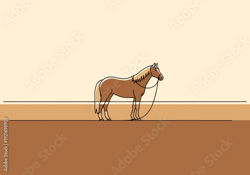 Single Horse Standing Still Isolated on Simple Background Minimalist Style Equine Portrait Warm Color Palette Gentle Creature Elegant Stance Farm