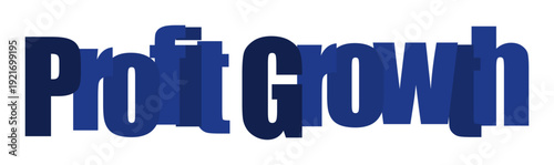 Dynamic text graphic depicting upward profit growth in a bold blue font