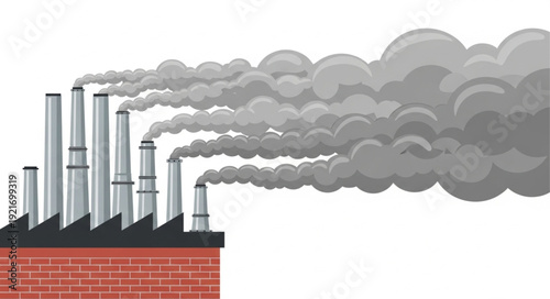 Industrial Factory with Pollution Emitting.