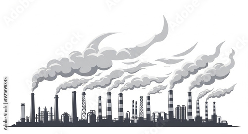 Industrial Factory with Pollution Emitting.