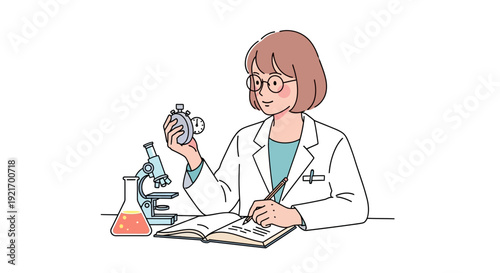 Female Scientist Examining Specimen in Laboratory.