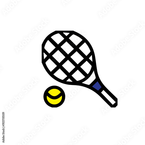 Tennis Racket and Ball Icon A Graphic Representation of the Sport and its Equipment