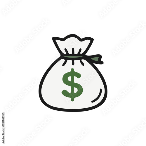 Hand Drawn Simple Money Icon –Money Bag Dollar Icon