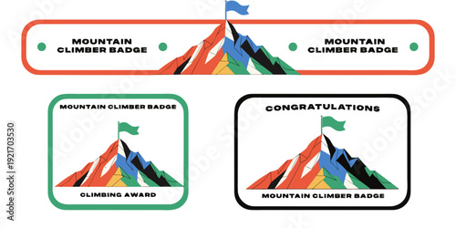USA, US, U.S, United States - Mountain Climber Badge – Adventure Achievement Icons, Colorful Summit Designs & Outdoor Challenge Graphics
