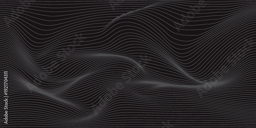 abstract simple black white blend line wavy design on dark can be used background.