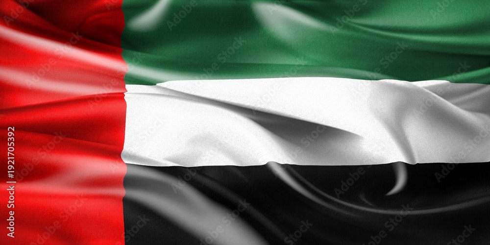 Obraz premium united arab emirates flag - realistic waving fabric flag