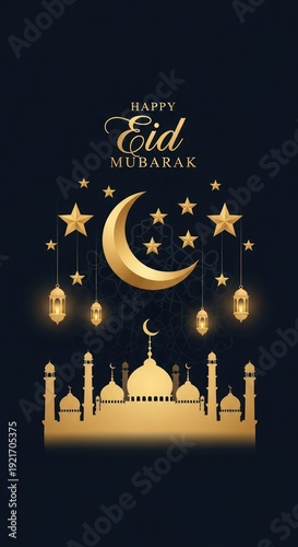 Wallpaper Mural Ornate golden silhouette of religious architecture and celestial elements decorates a dark background for a holiday greeting Torontodigital.ca