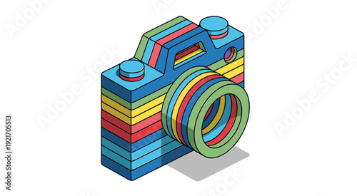 Colorful 3D Isometric Camera Icon