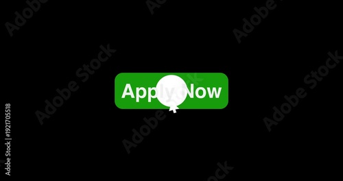 Button Click or press Apply Now button on transparent background. Click on Apply Now button with arrow cursor. button animation concept