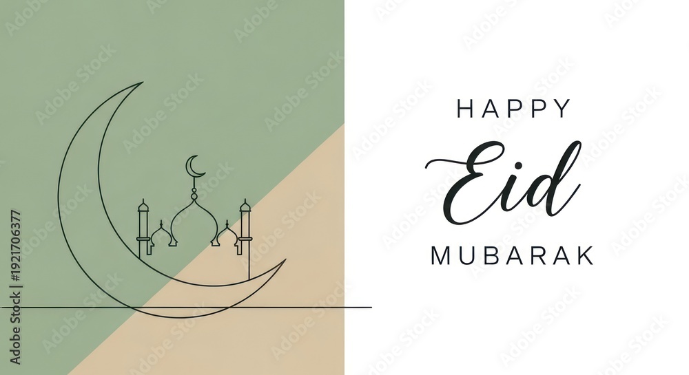 custom made wallpaper toronto digitalMinimalist greeting card features continuous line art of a sacred building silhouette upon a crescent moon against a divided pastel background