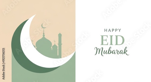 Wallpaper Mural Islamic holiday greeting features a crescent moon silhouette against a mosque design Torontodigital.ca