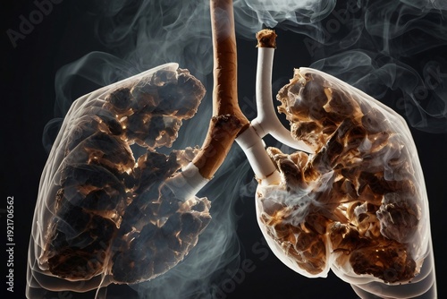 Illustration of Damage Lungs due to Smoking