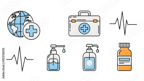 Medical icons for global health and hygiene