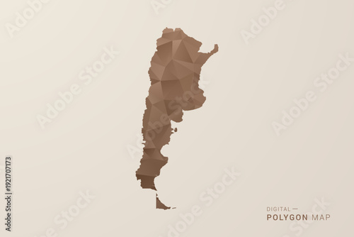 Argentina Map - Polygon Style Vector Illustration in Brown Gradient, Low Poly Geometric Design, Isolated on Beige Background for Infographics and Decoration.