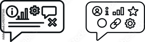 This visual illustrates elements of data analysis, including charts and gears, along with communication symbols, showing strategies for informed business decisions.