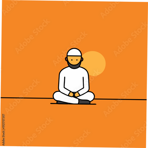 Vector illustration of a man meditating in lotus position