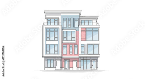 Multistory Building Architectural Design Illustration.