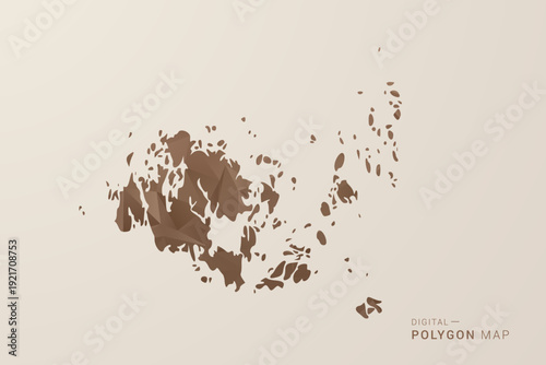 Aland Islands Map - Polygon Style Vector Illustration in Brown Gradient, Low Poly Geometric Design, Isolated on Beige Background for Infographics and Decoration.
