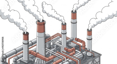 Industrial Factory with Smoking Chimneys.