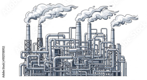 Industrial Factory with Smoking Chimneys.