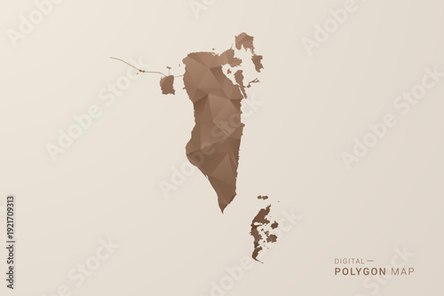 Bahrain Map - Polygon Style Vector Illustration in Brown Gradient, Low Poly Geometric Design, Isolated on Beige Background for Infographics and Decoration.