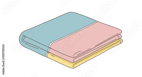 Stack of Folded Towels in Different Colors.