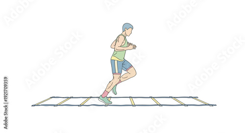 Man Running on Ladder Illustration.