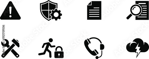 Icons representing various security, communication, and utility functions