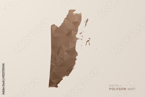 Belize Map - Polygon Style Vector Illustration in Brown Gradient, Low Poly Geometric Design, Isolated on Beige Background for Infographics and Decoration.